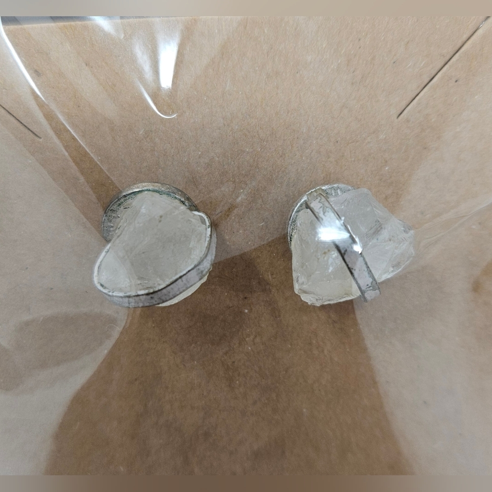 Raw Crystal Wrapped Stud Earrings